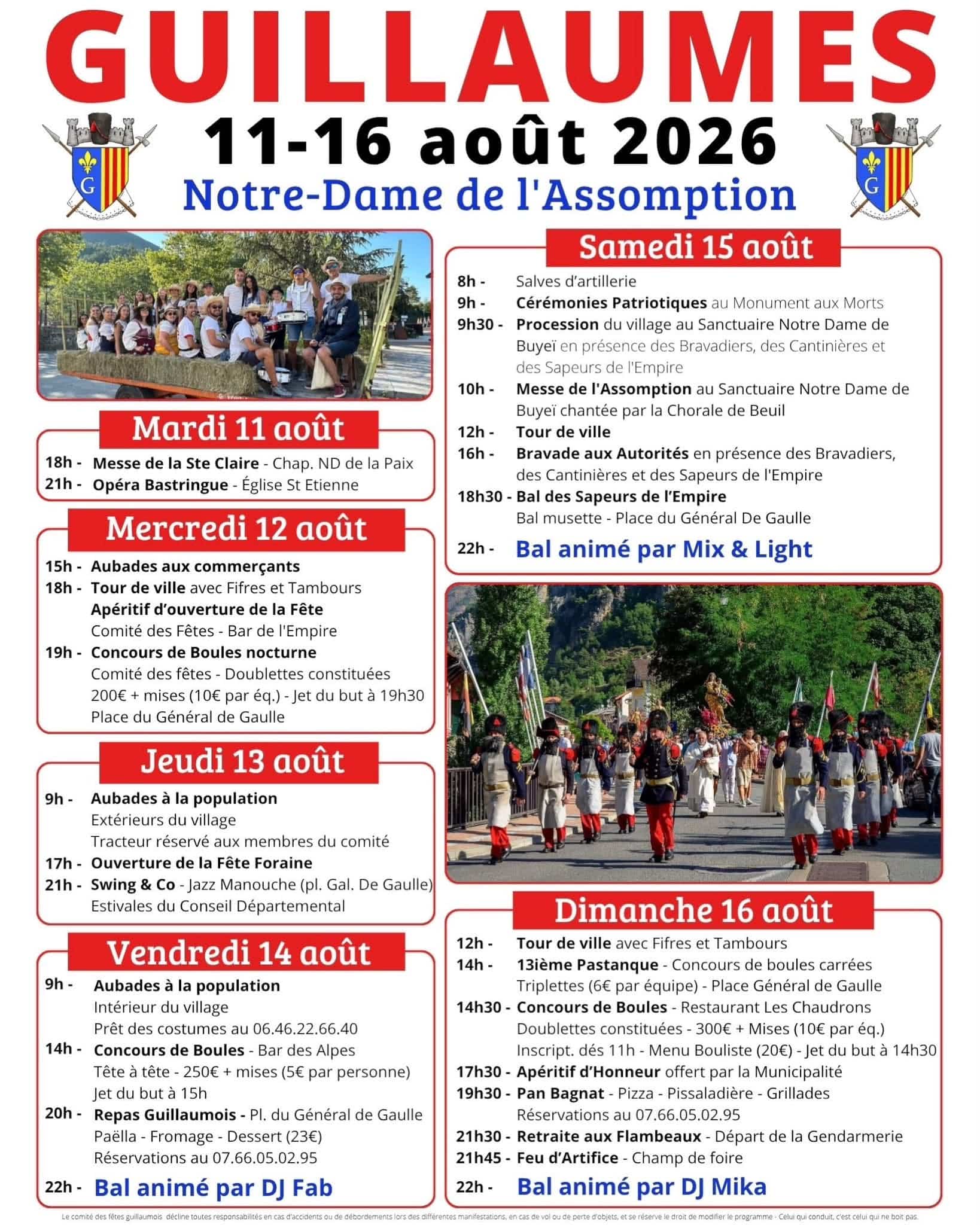 GUILLAUMES_13 au 16 08 Programme Fête patronale Assomption